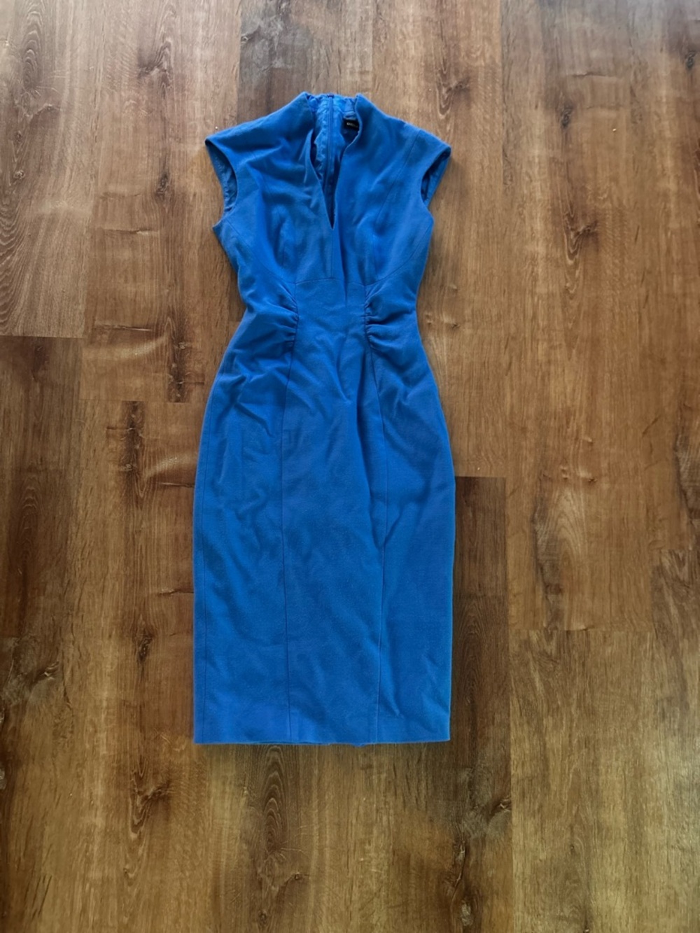 Karen Millen Cobalt Blue Cap-Sleeve Midi Dress